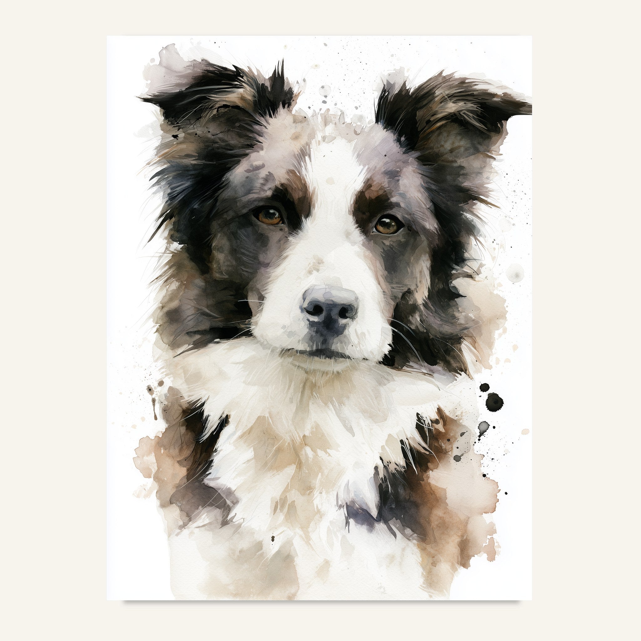 Border collie poster i mjuk akvarell - postervy
