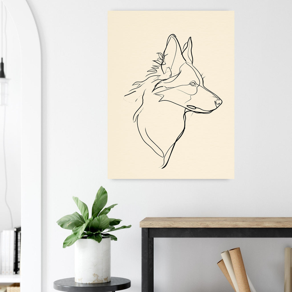 Border collie-tavla i linjekonst - närbild på tryckdetalj