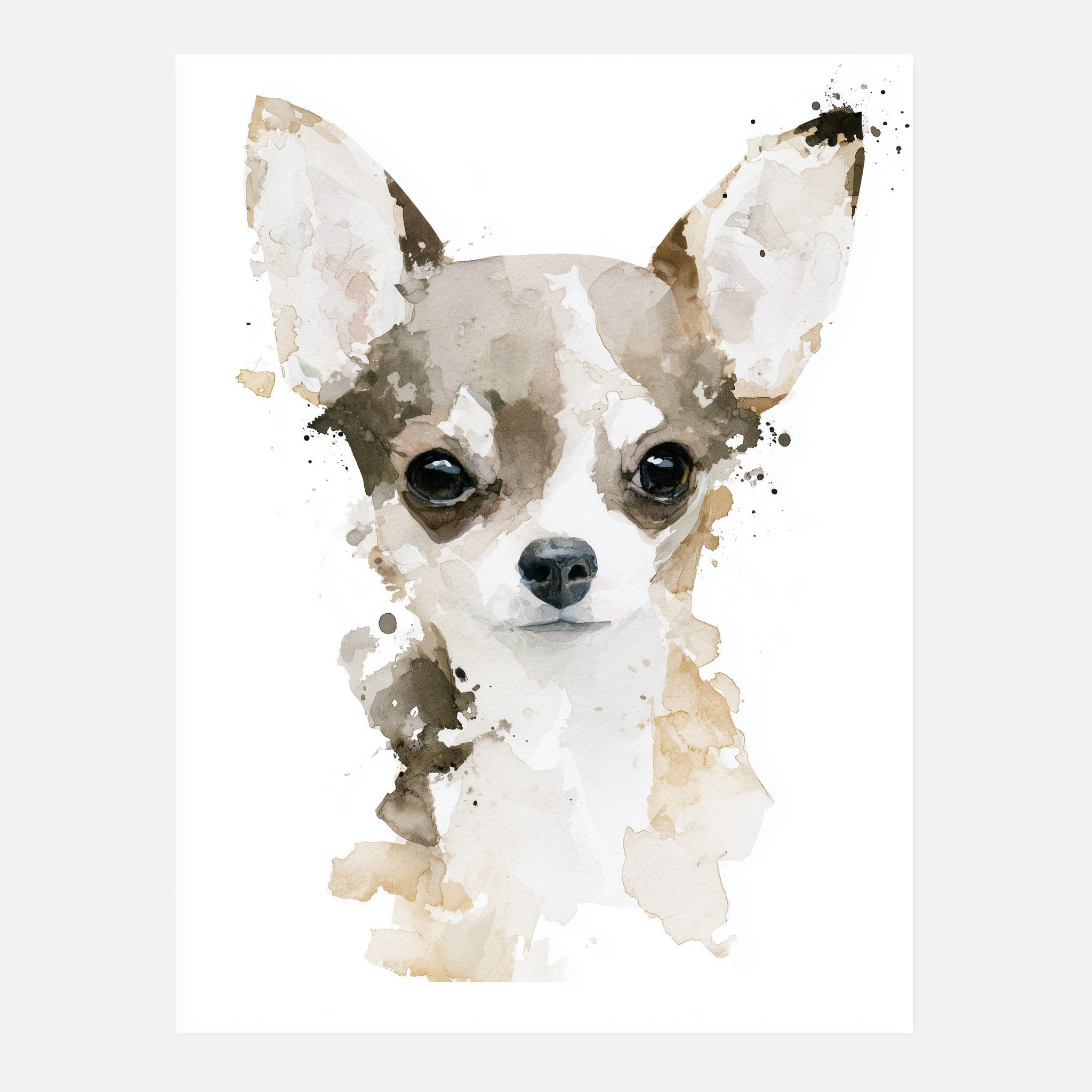 Chihuahua-tavla i akvarell - inramad poster i vardagsrumsmiljö