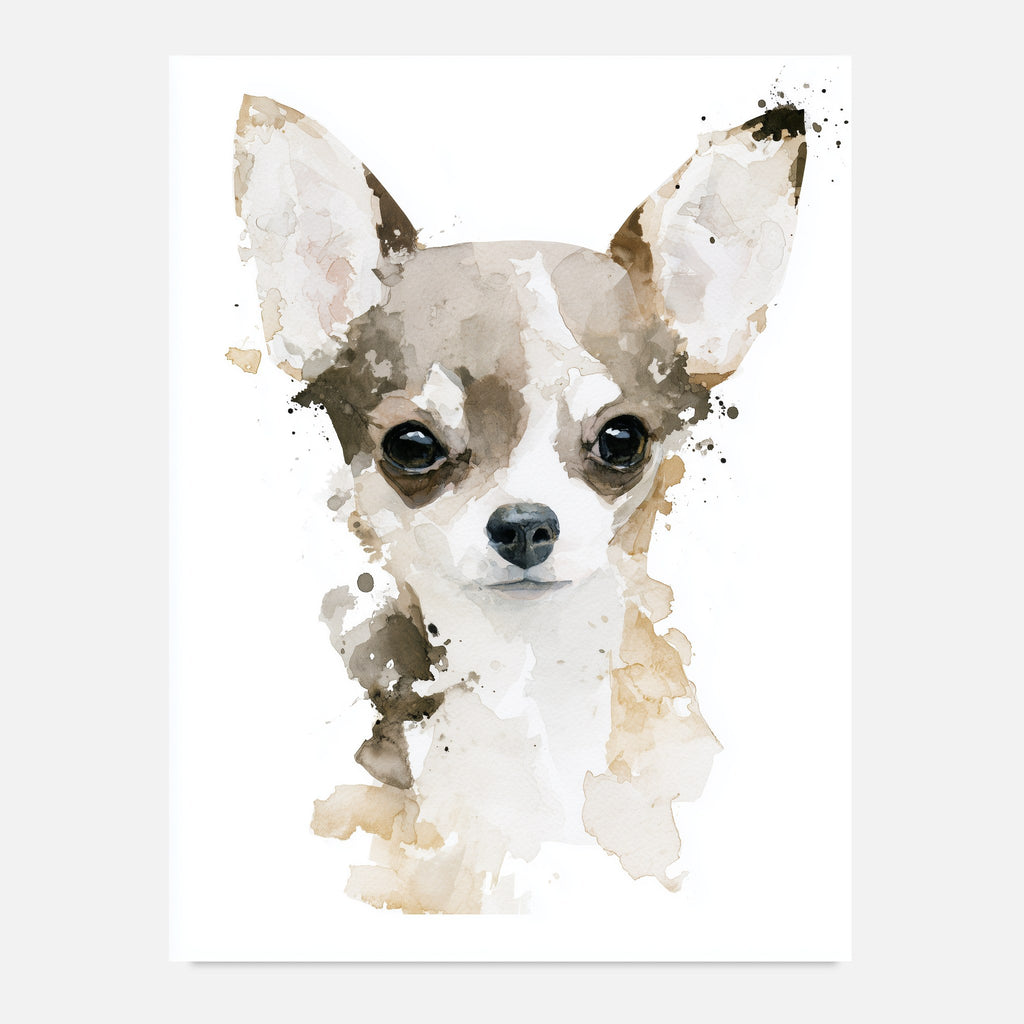 Chihuahua-tavla i akvarell - inramad poster över soffan
