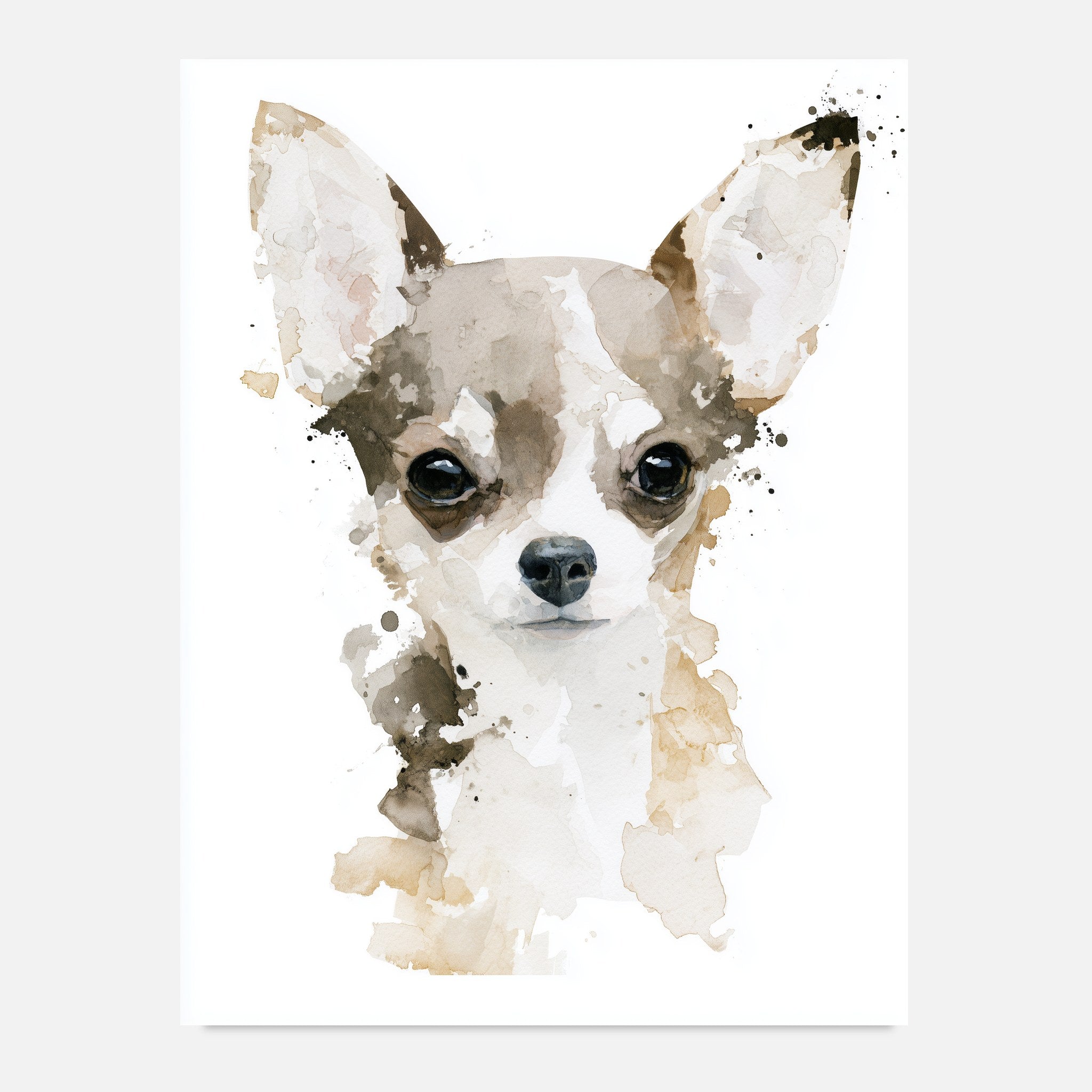 Chihuahua-tavla i akvarell - inramad poster över soffan