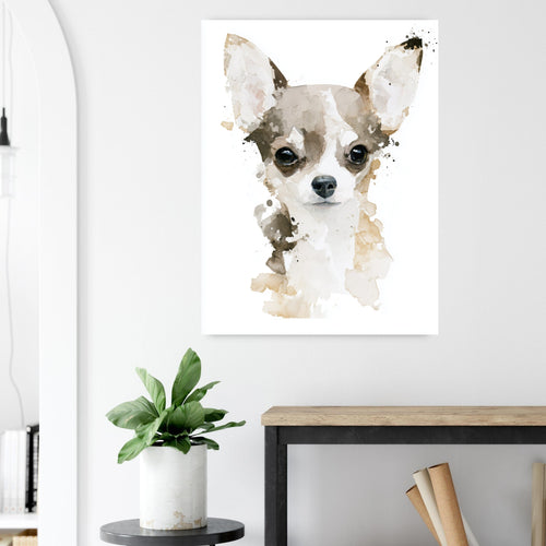 Chihuahua / Akvarell - inramad poster i hemmiljö