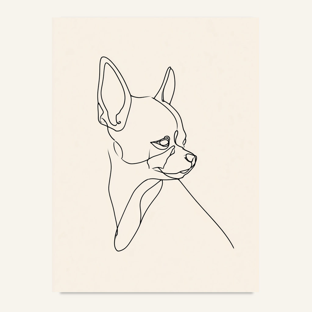 Chihuahua poster i minimalistisk linjekonst - postervy