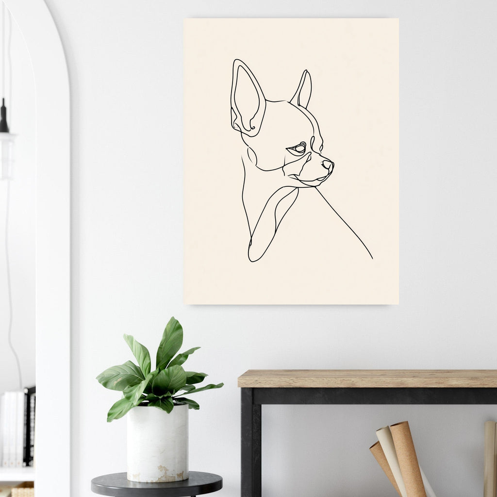 Chihuahua-tavla i linjekonst - närbild på tryckdetalj