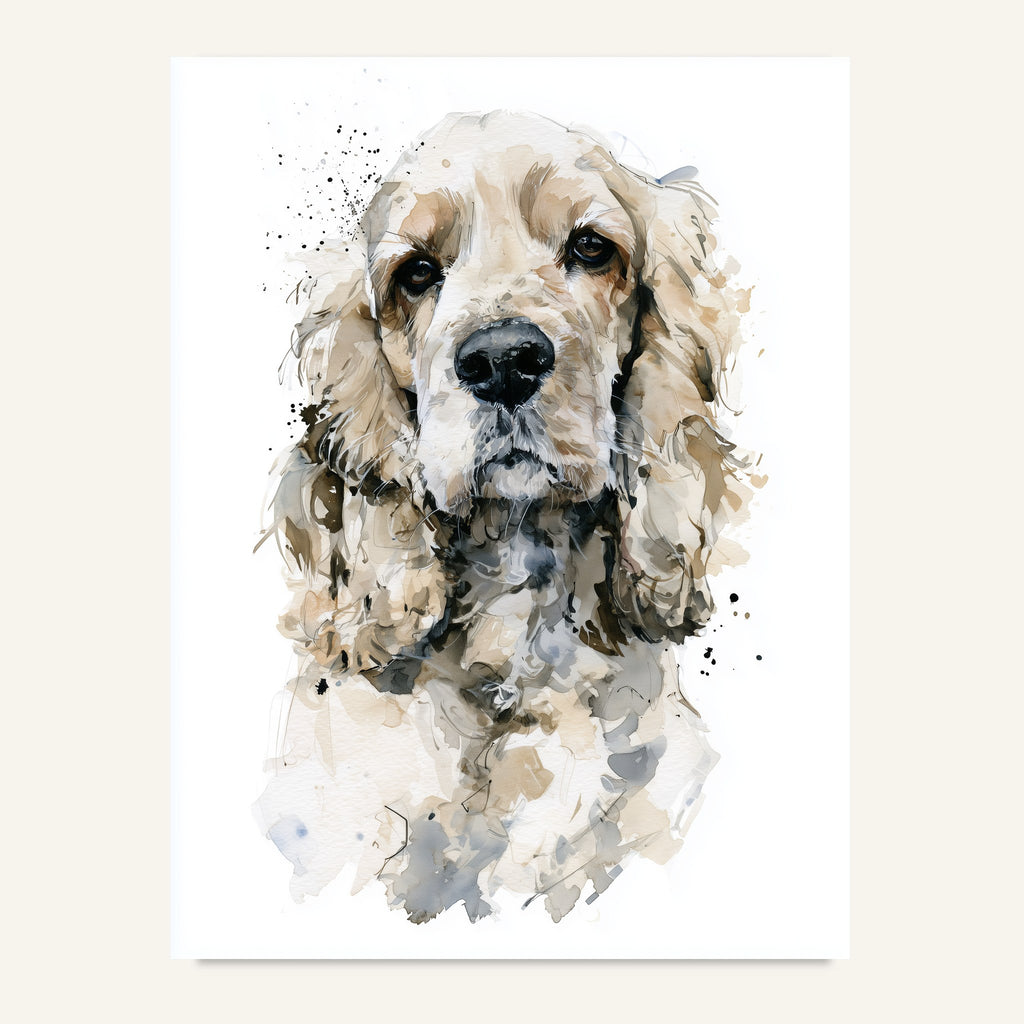 Cocker spaniel poster i mjuk akvarell - postervy