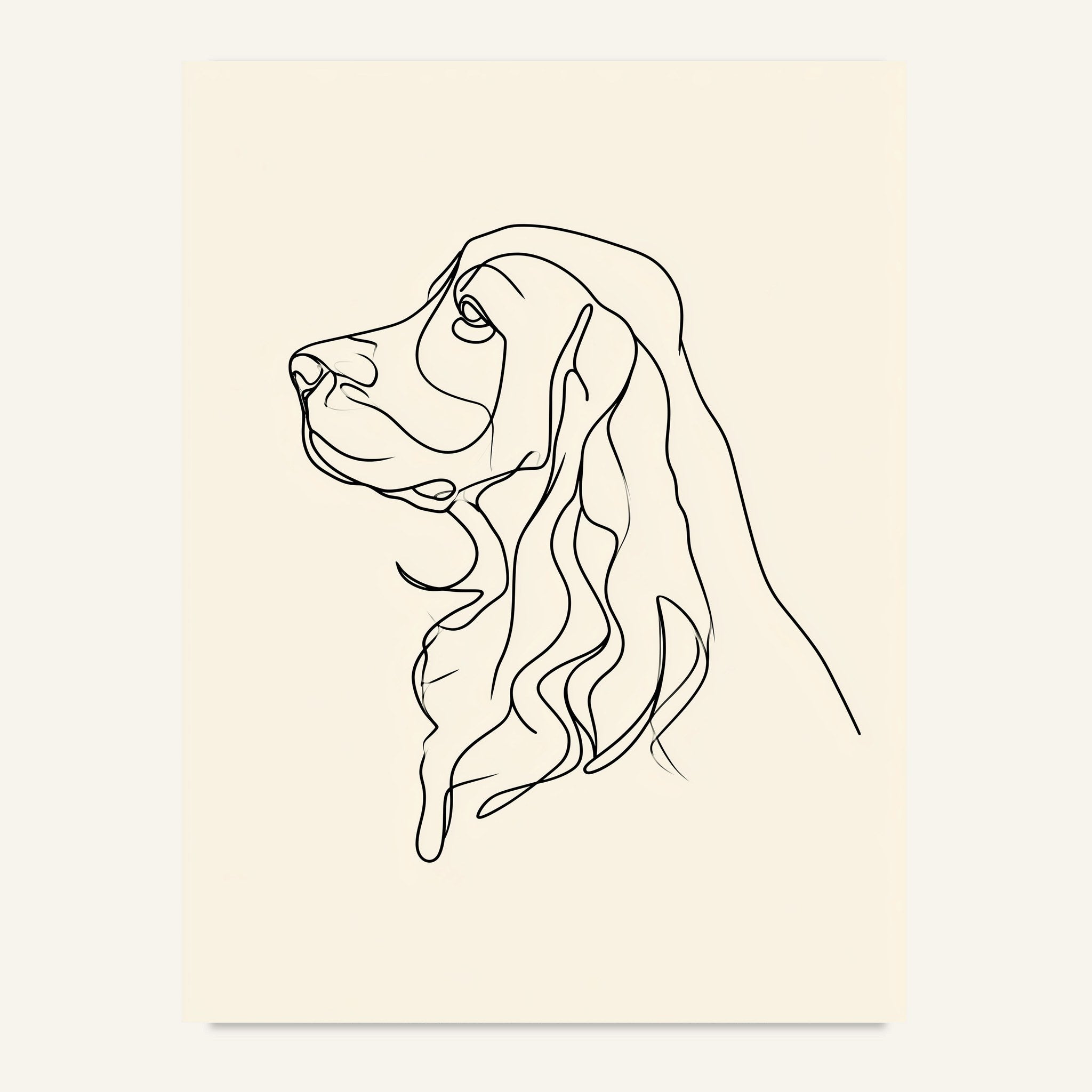 Cocker spaniel poster i minimalistisk linjekonst - postervy
