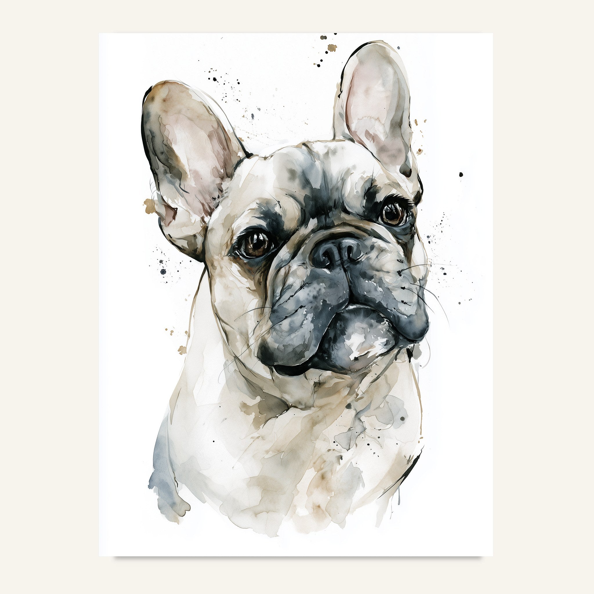Fransk bulldogg poster i mjuk akvarell - postervy