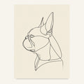 Fransk bulldogg poster i minimalistisk linjekonst - postervy