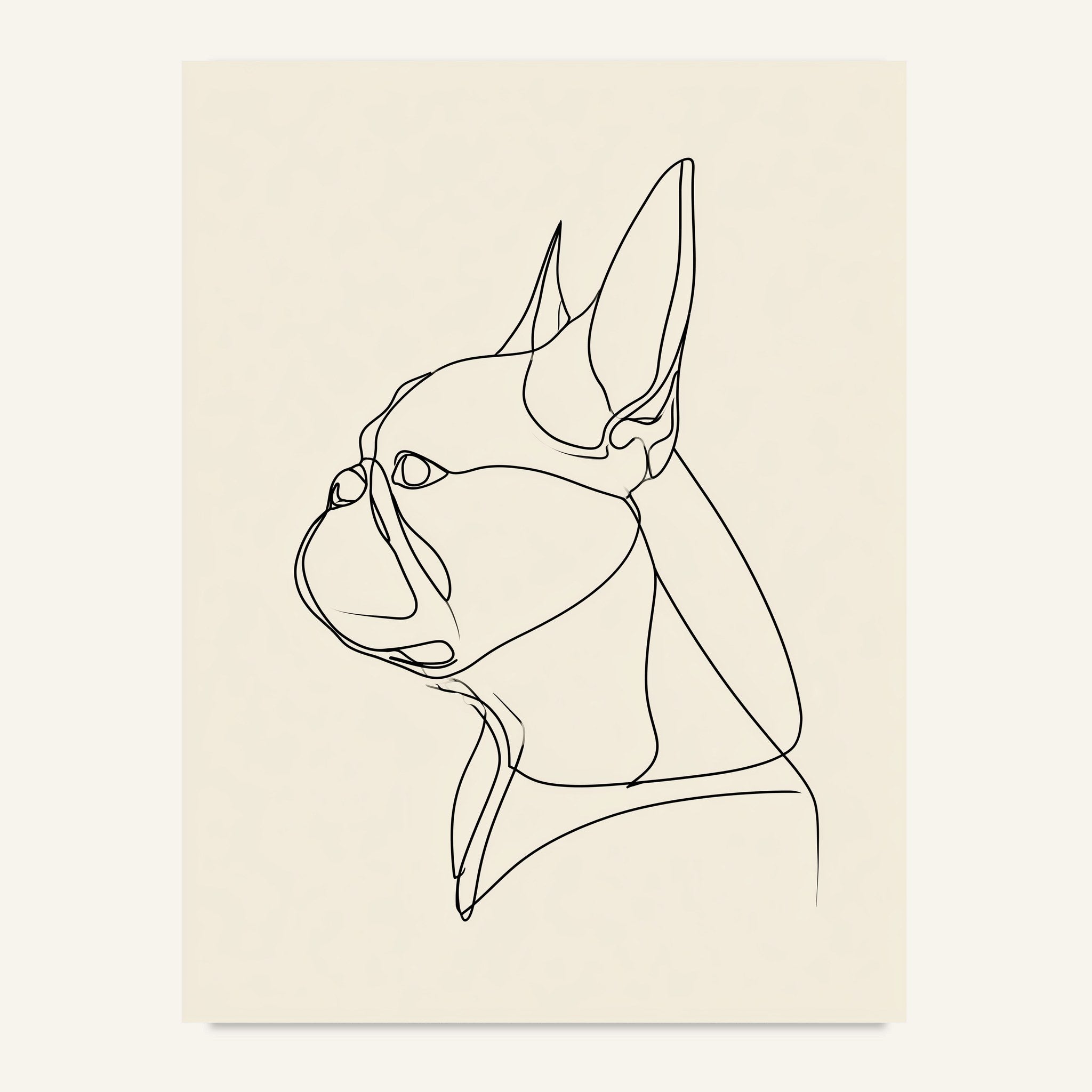 Fransk bulldogg poster i minimalistisk linjekonst - postervy