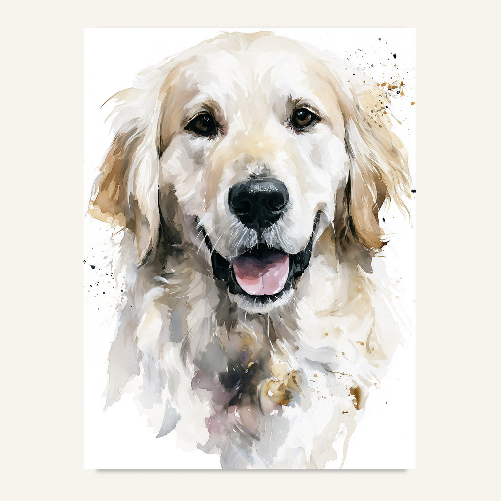 Golden retriever poster i mjuk akvarell - postervy