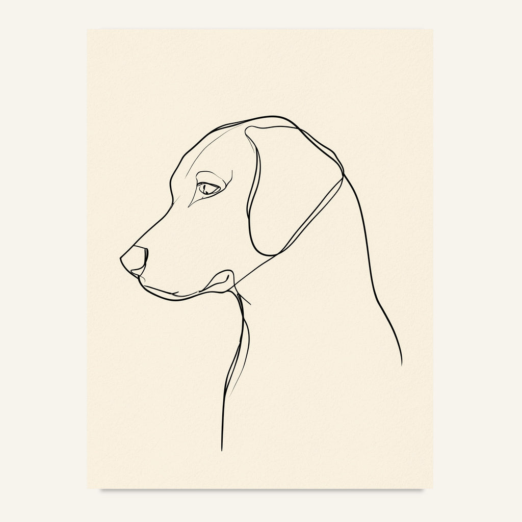 Golden retriever poster i minimalistisk linjekonst - postervy