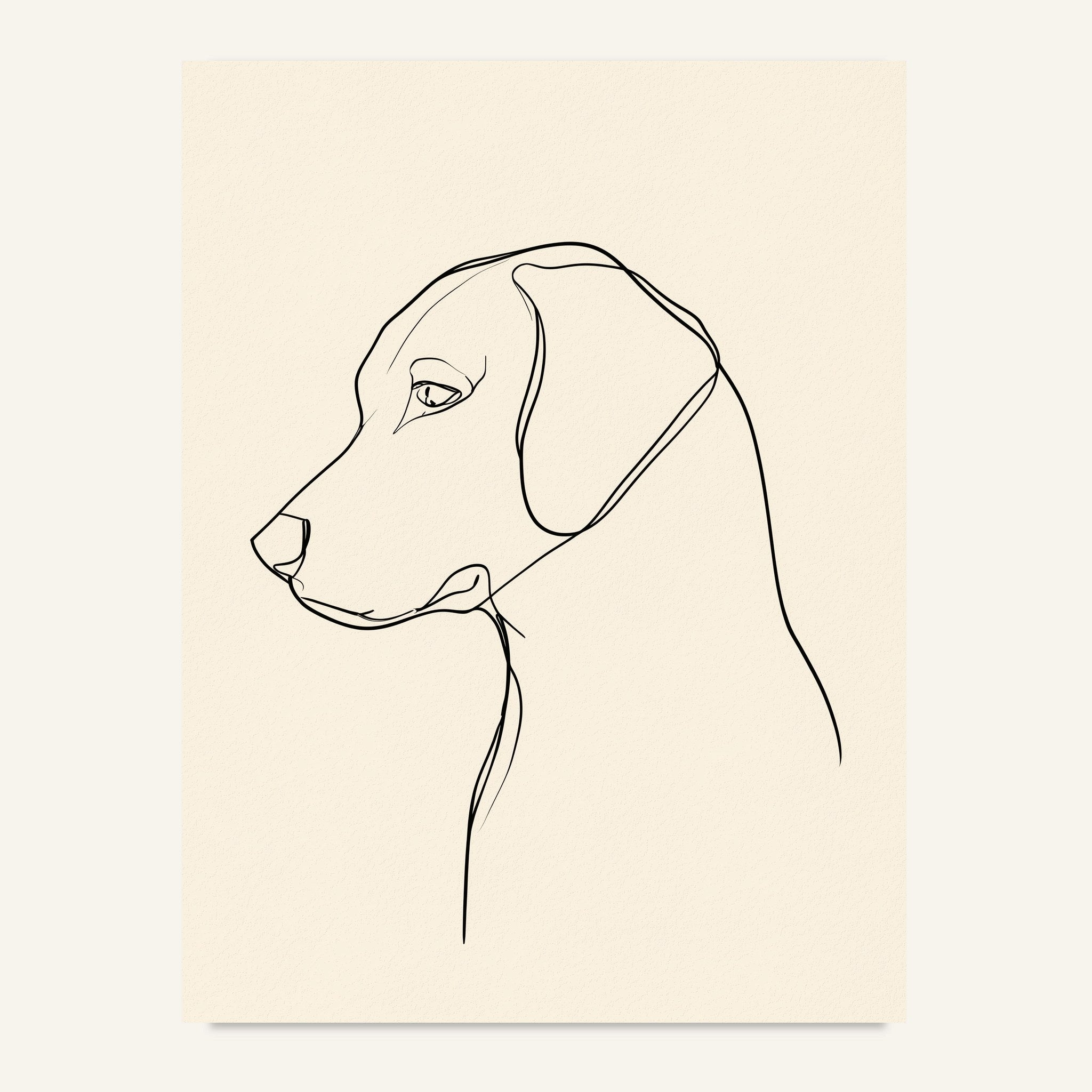 Golden retriever poster i minimalistisk linjekonst - postervy