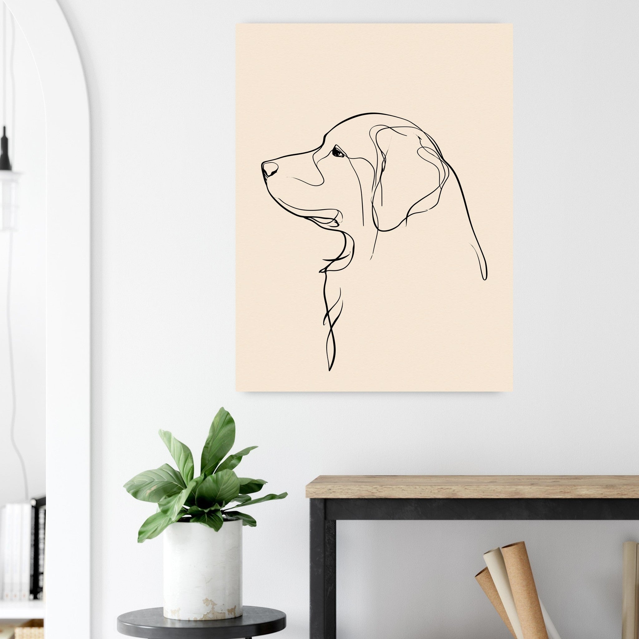 Labrador-tavla i linjekonst - närbild på tryckdetalj