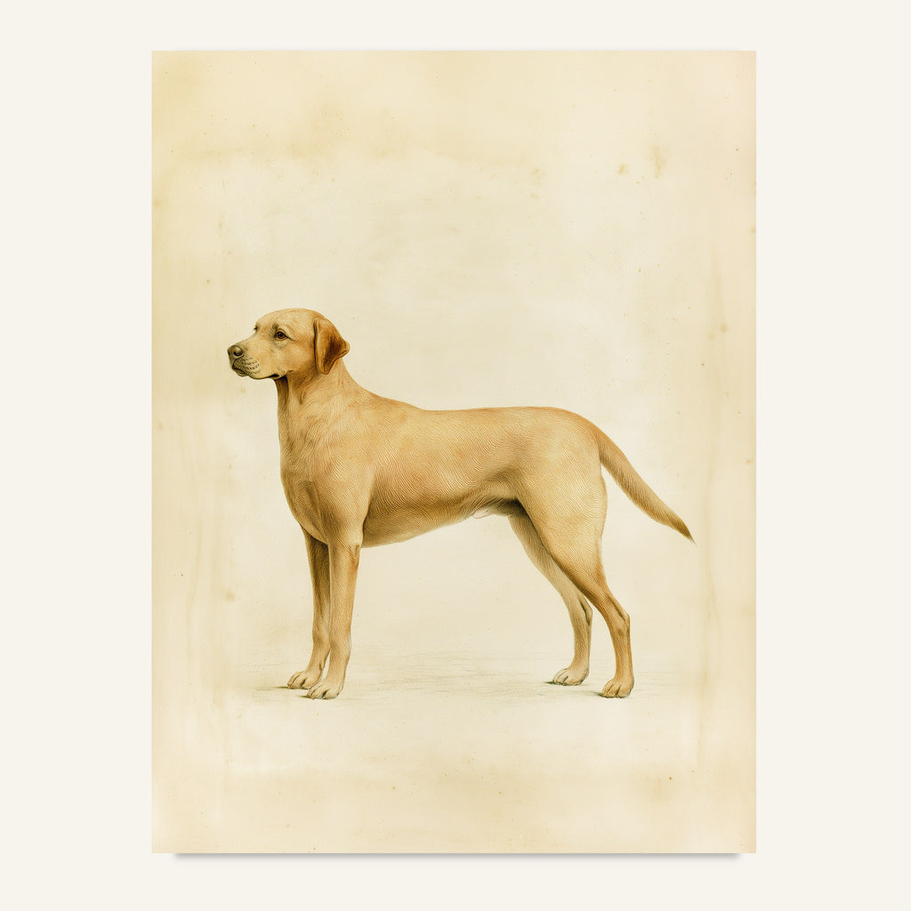 Labrador poster i antik planschstil - postervy