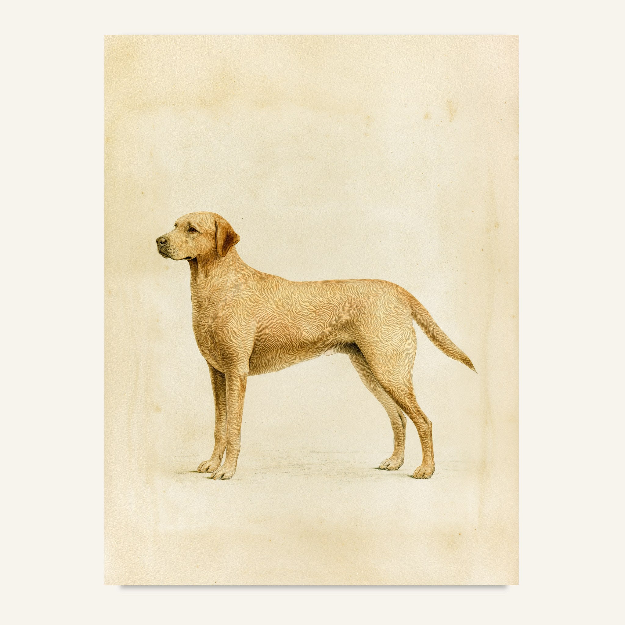 Labrador poster i antik planschstil - postervy